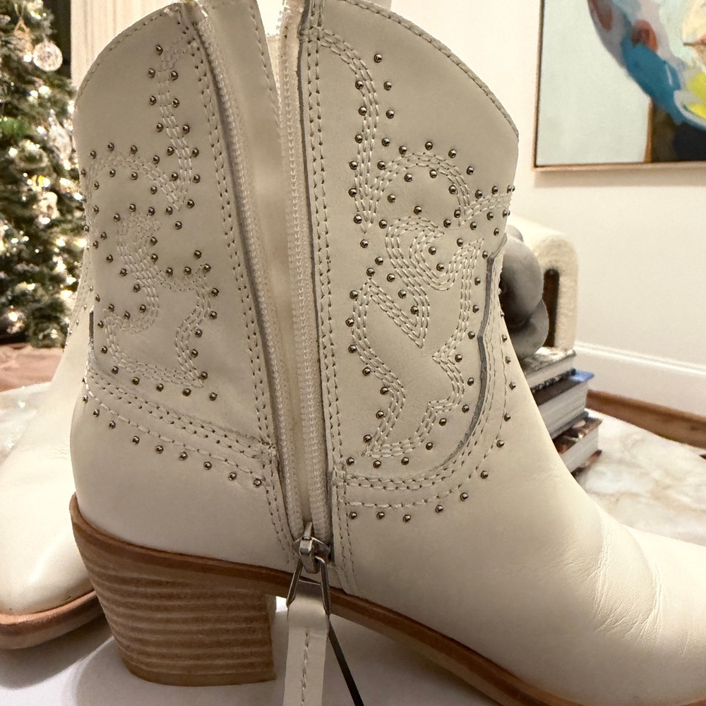 Dolce Vita Cream Studded Ankle Boots